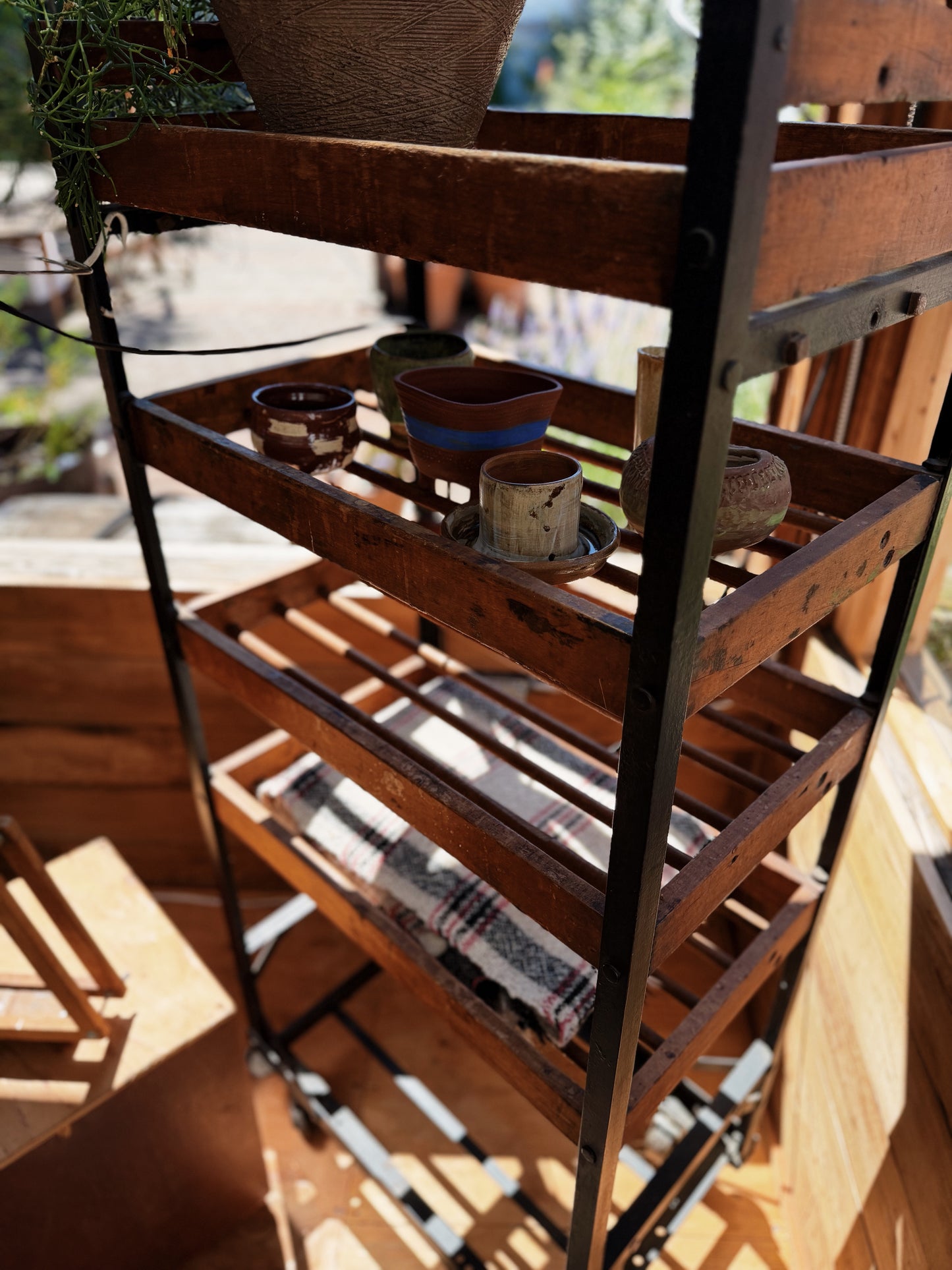 Antique Industrial Rolling Rack