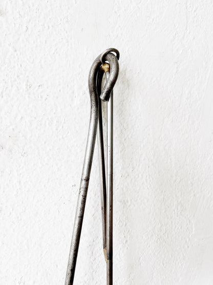 Pair Hand Forged Fireplace Tools