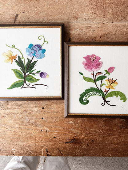 Vintage Framed Embroidery Art