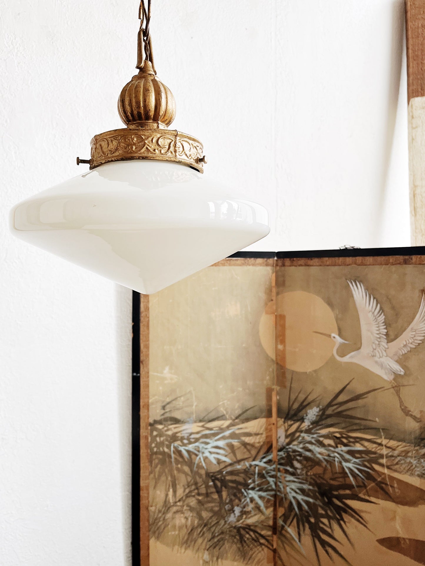 Antique Milk Glass Pendant Lamp