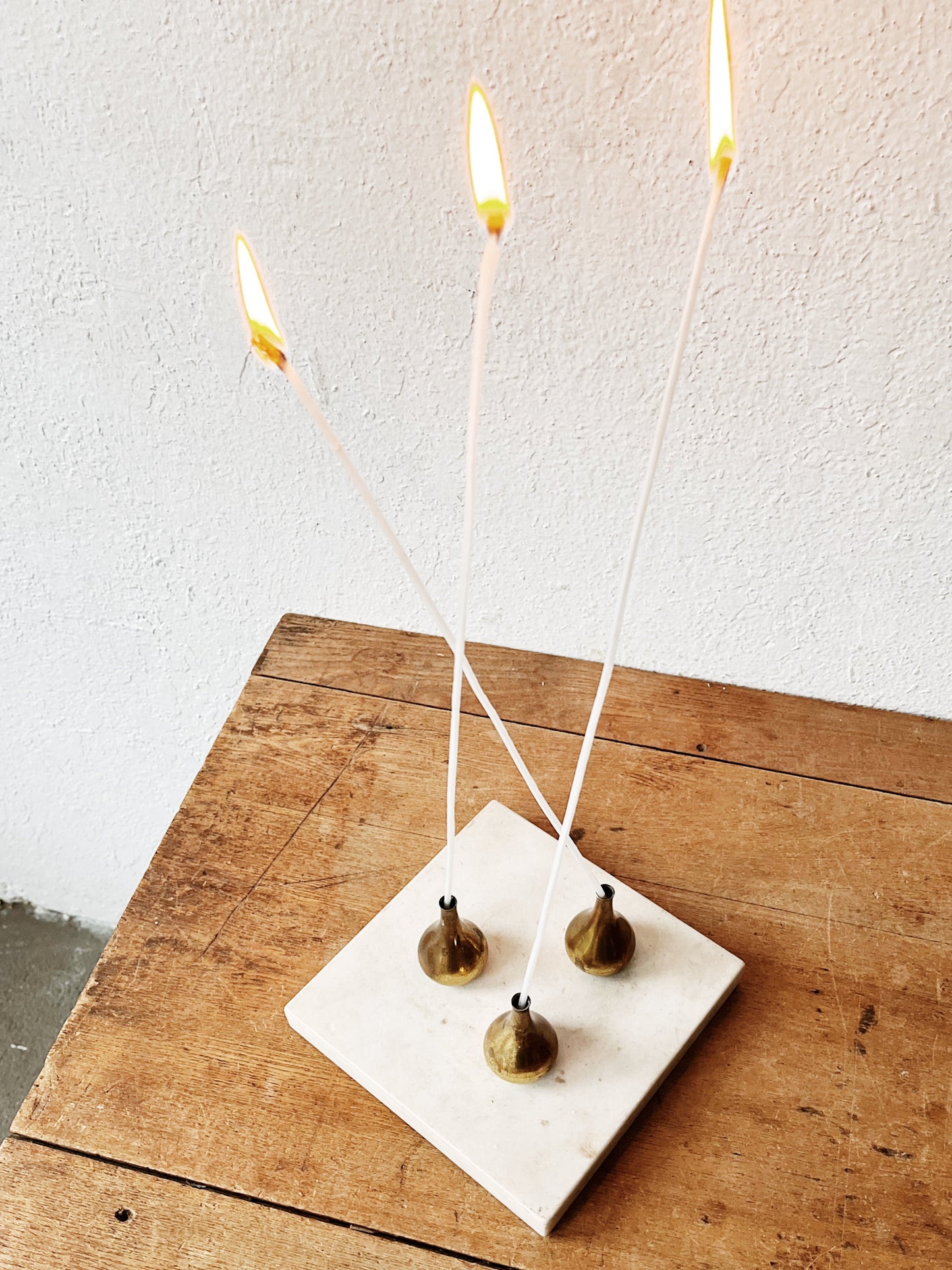 Danish Modern Teardrop Candle Holders and Candles