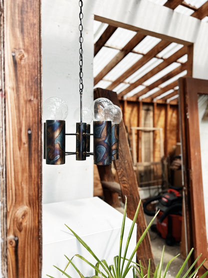 Spun Bronze Brutalist Chandelier