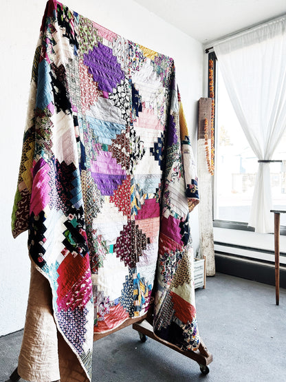 Vintage Silk Patchwork Quilt