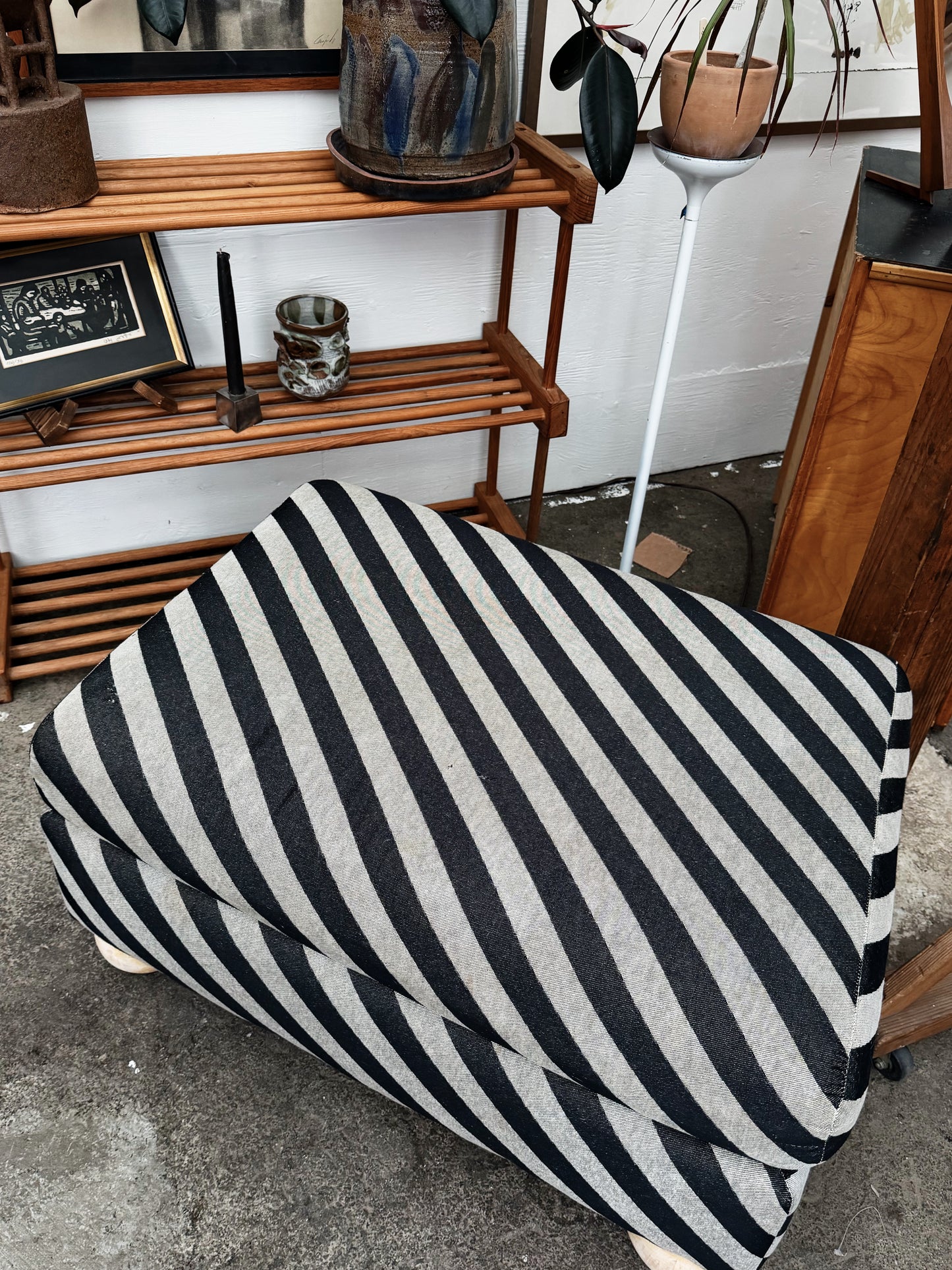 Vintage Striped Ottoman