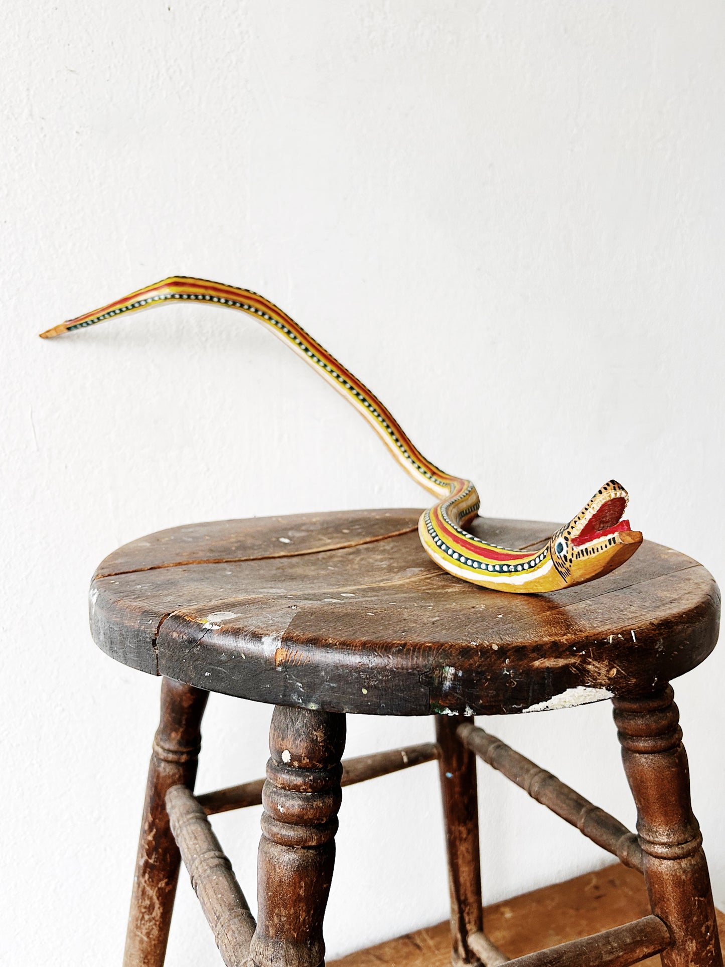 Handcarved Folk Art Wooden Snake