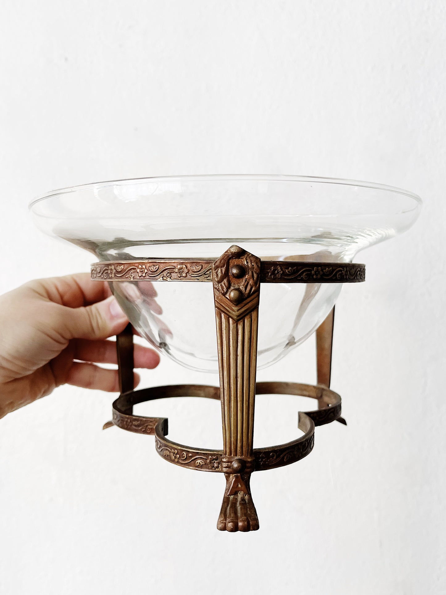 Antique Blown Glass Bowl with Stand