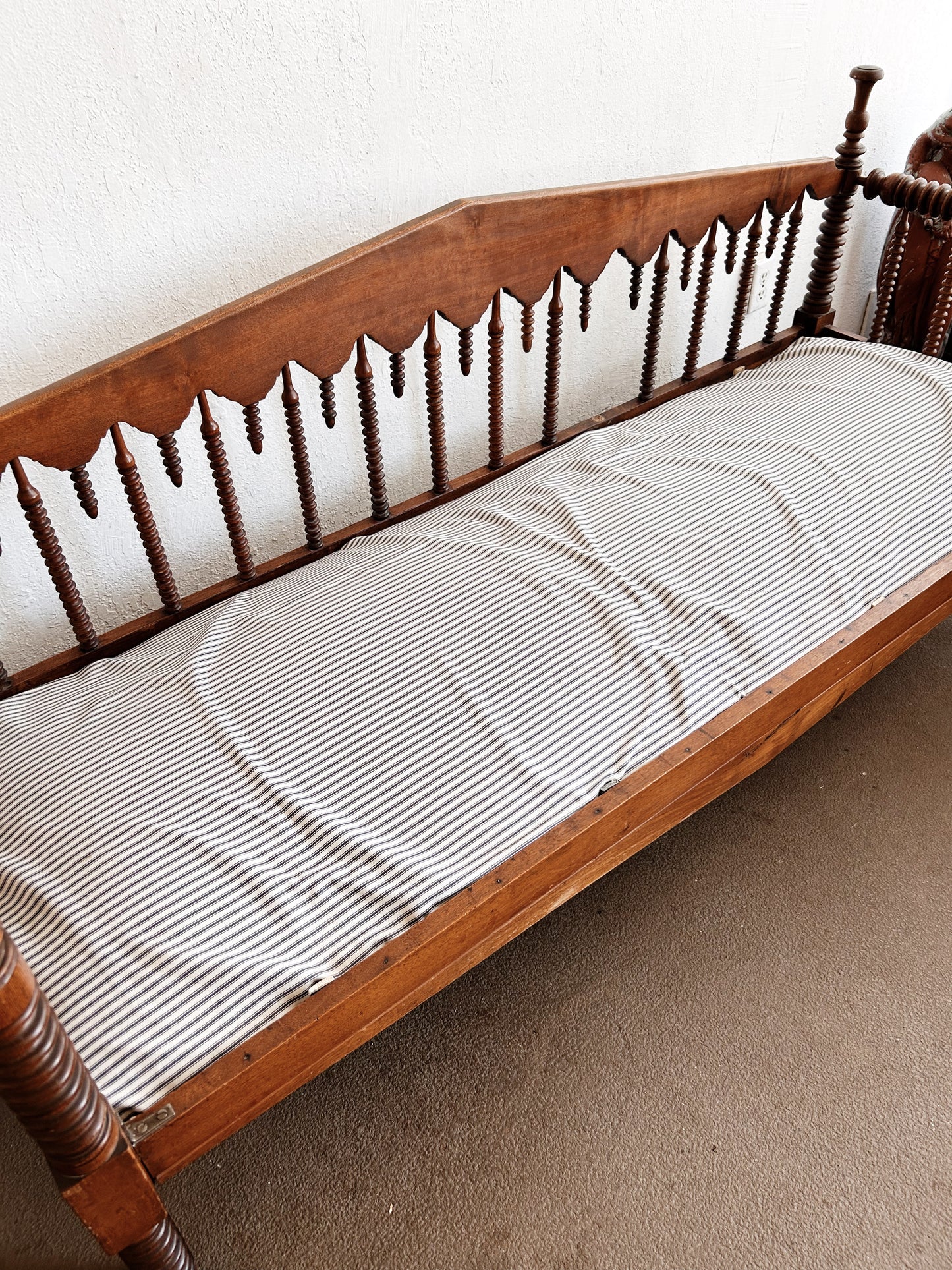 Antique Jenny Lind Spool Daybed with Custom Cushions