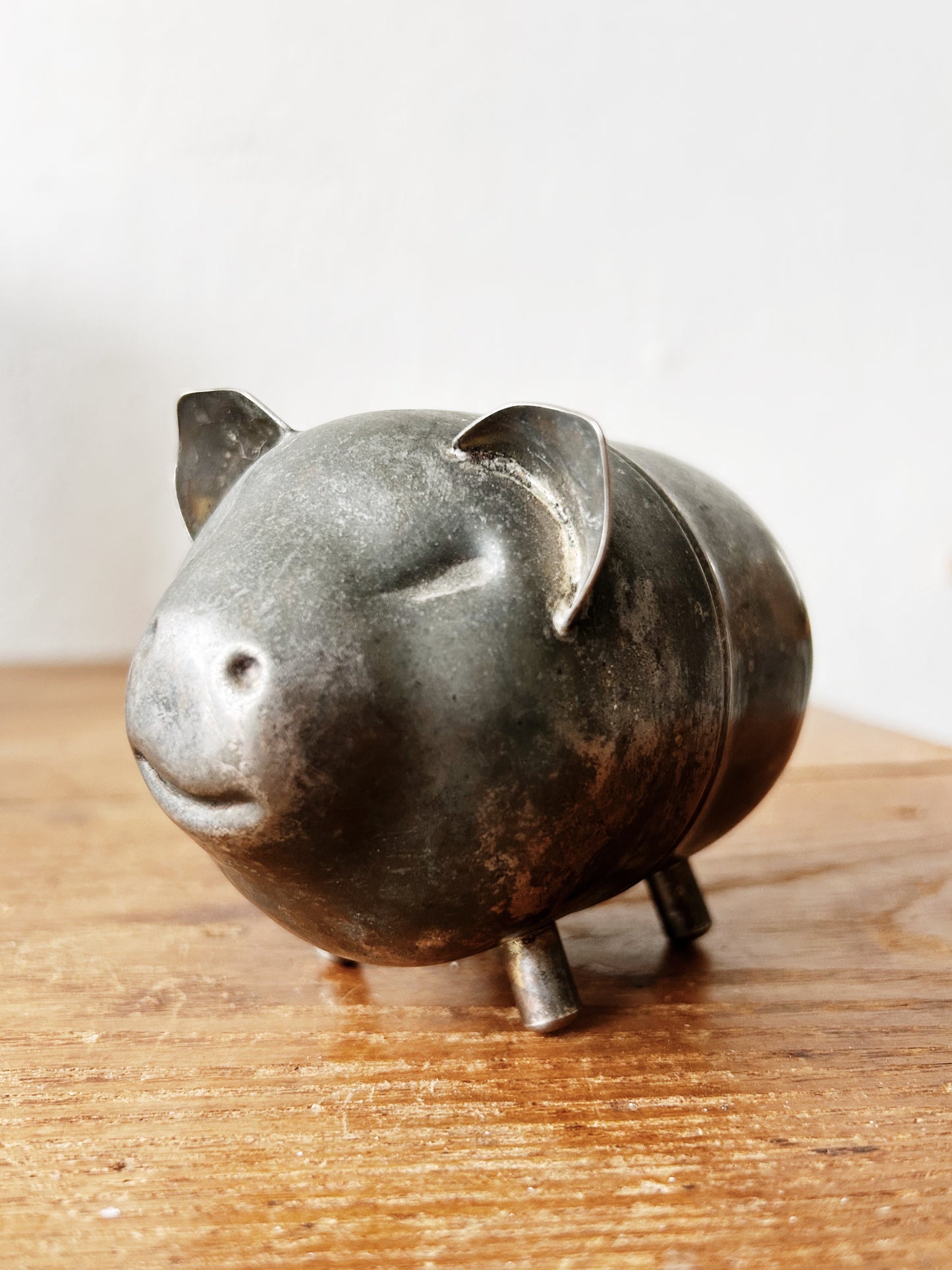 Vintage Pewter Piggy Bank