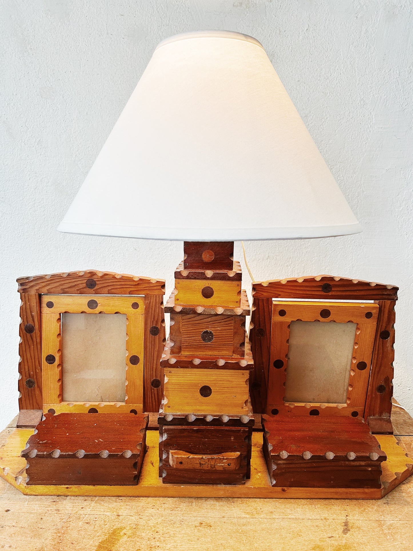 Vintage Handmade Lamp with Storage