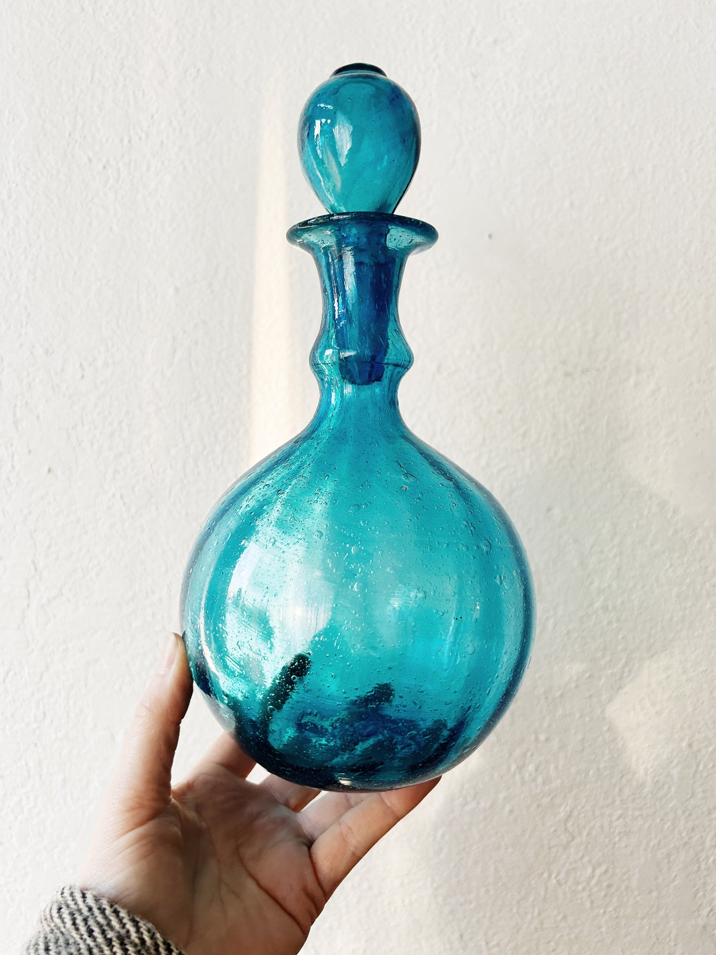 Vintage Modernist Blenko Style Blown Glass Decanter