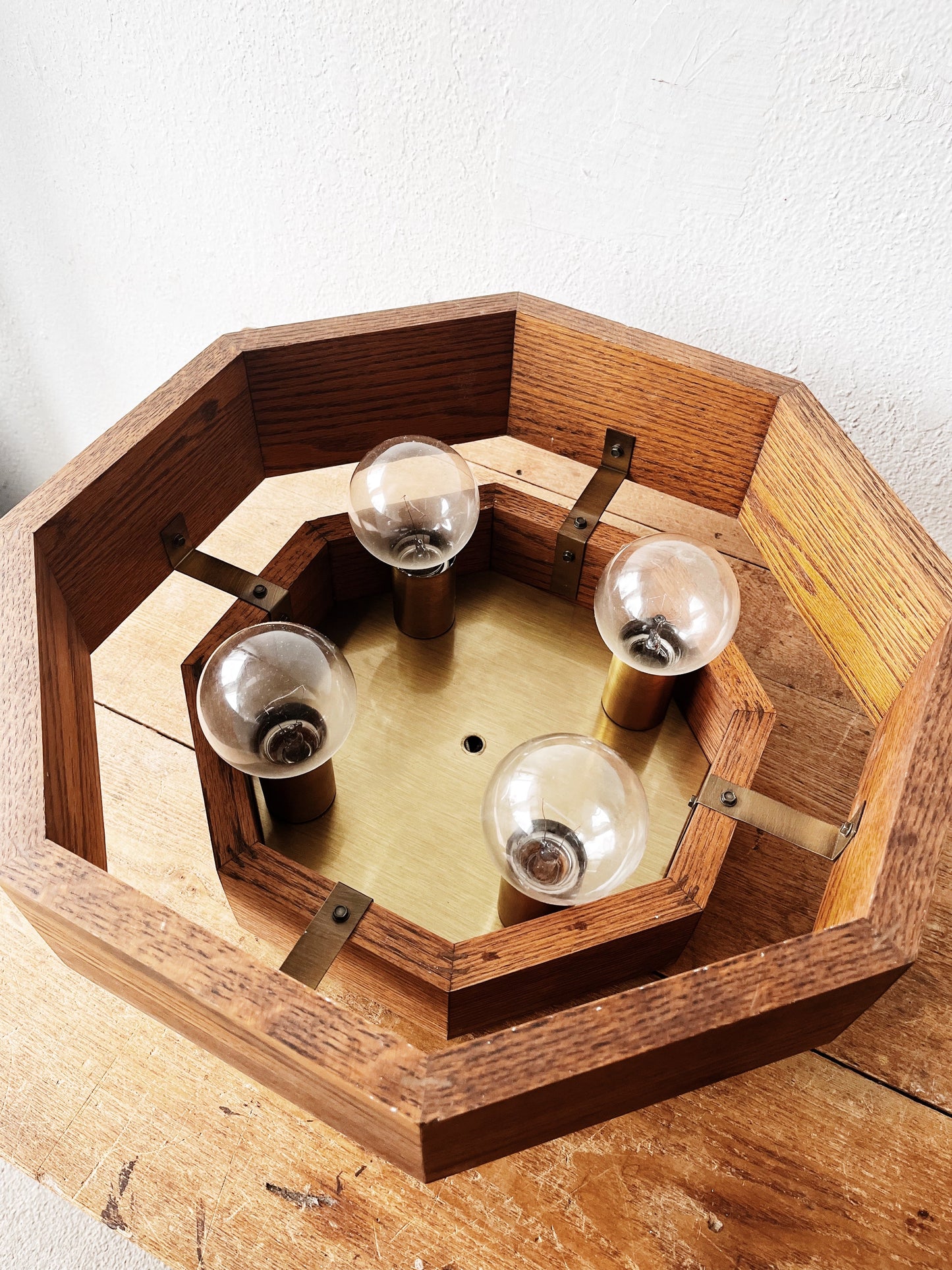 Vintage Oak Ceiling Fixture