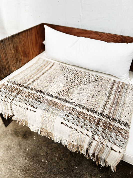 Vintage Woven Wool Throw Rug