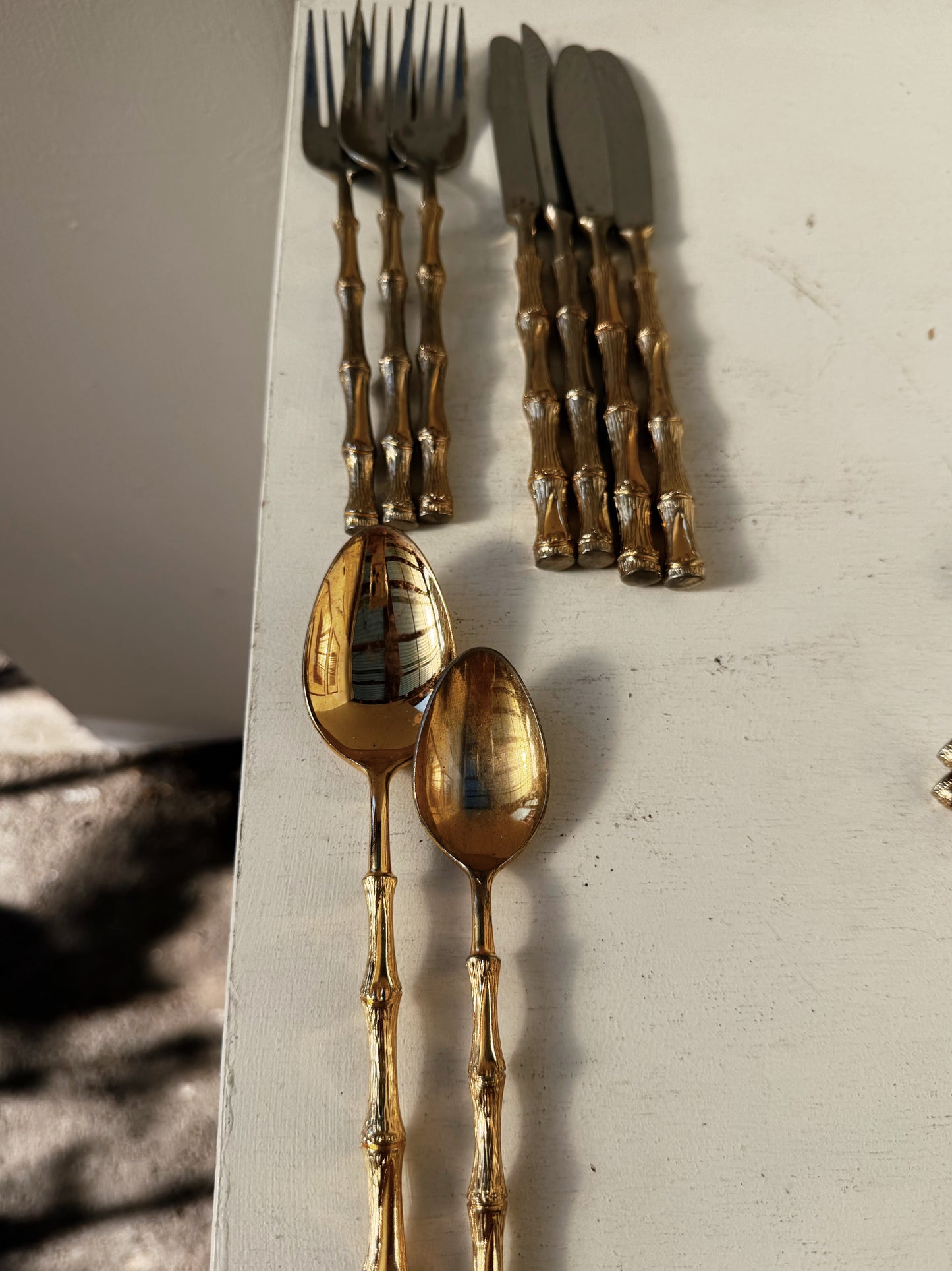 Oxford Hall Gold Bamboo Flatware Set