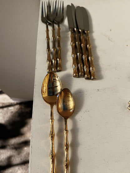 Oxford Hall Gold Bamboo Flatware Set