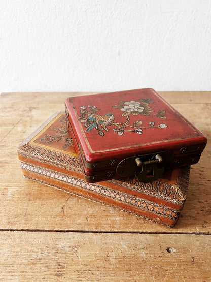 Vintage Wood Box with Coasters