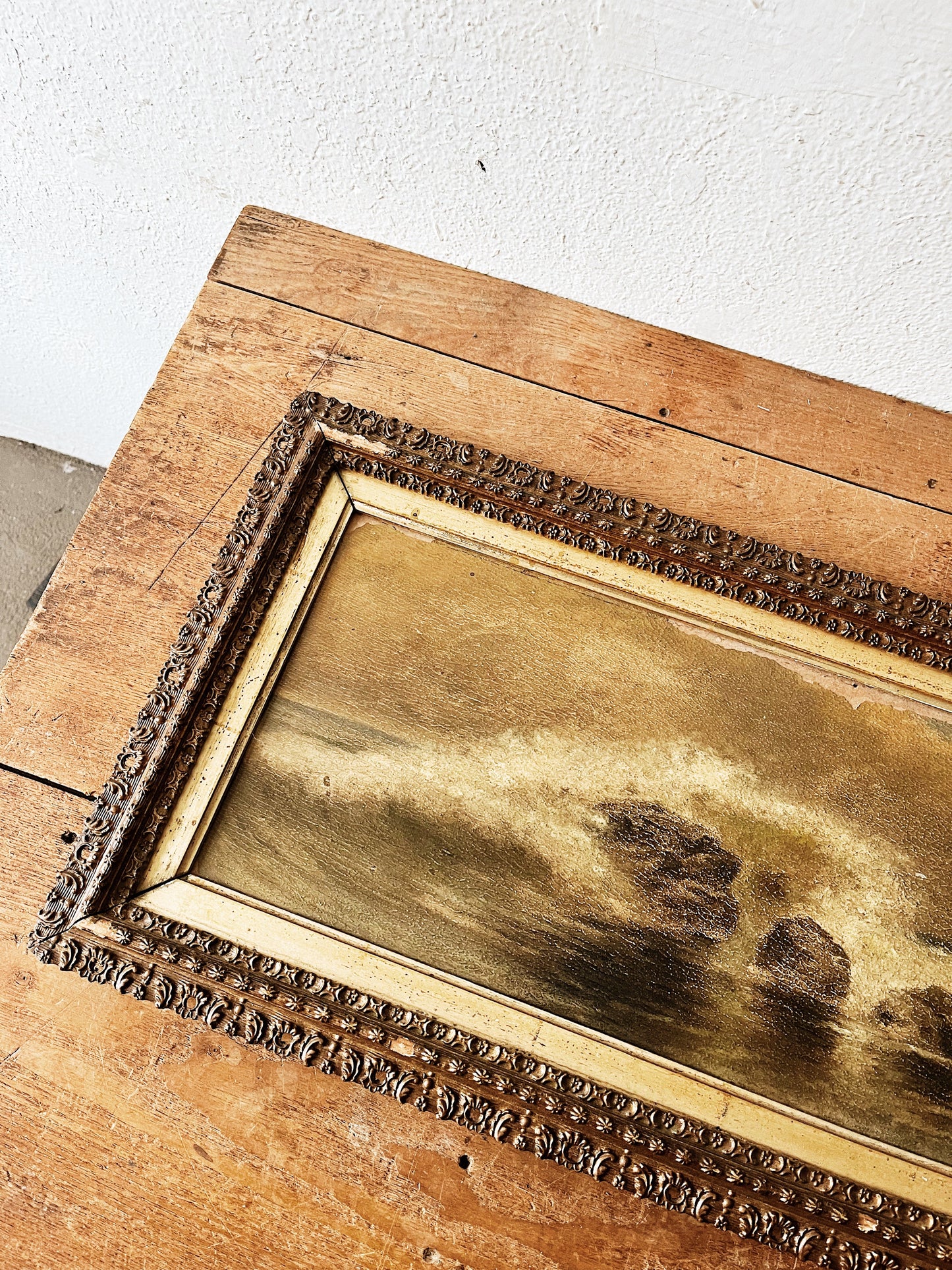Antique Seascape Oil Painting