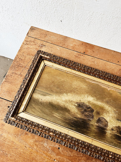 Antique Seascape Oil Painting