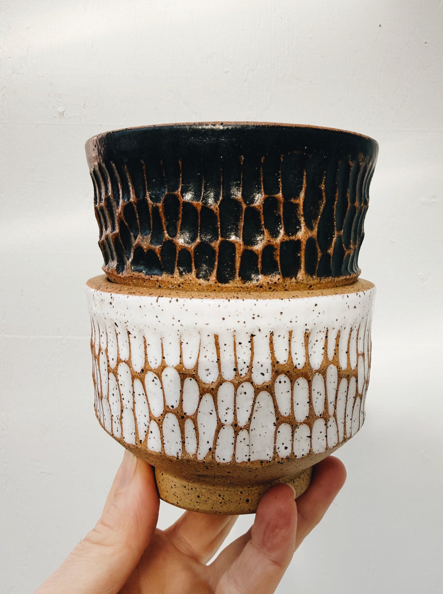 Pair Handmade Footed Bowls
