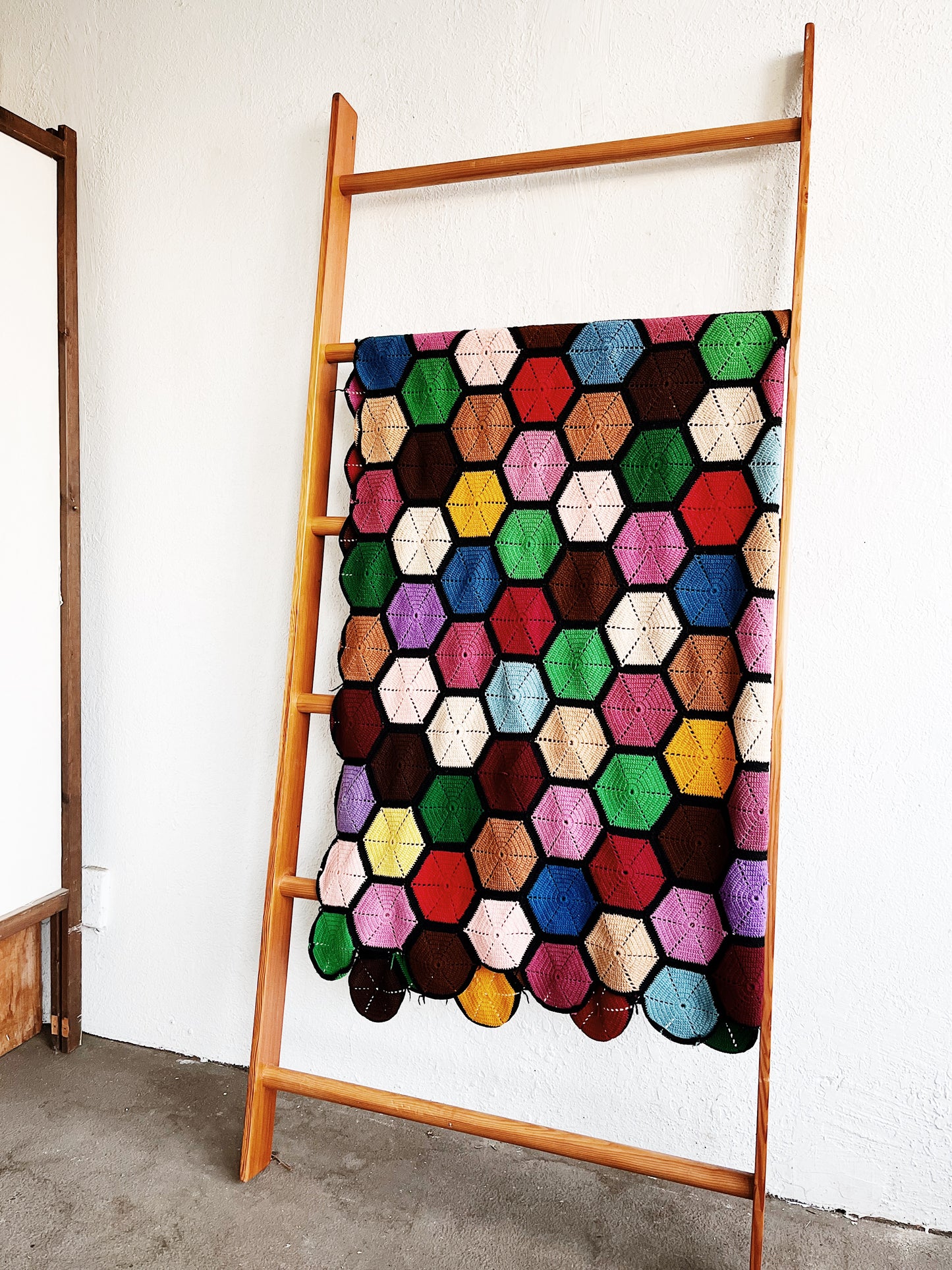 Colorful Vintage Crocheted Blanket