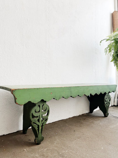 Antique Long Painted Wood Bench