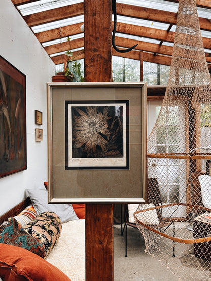 Vintage Dahlia Etching