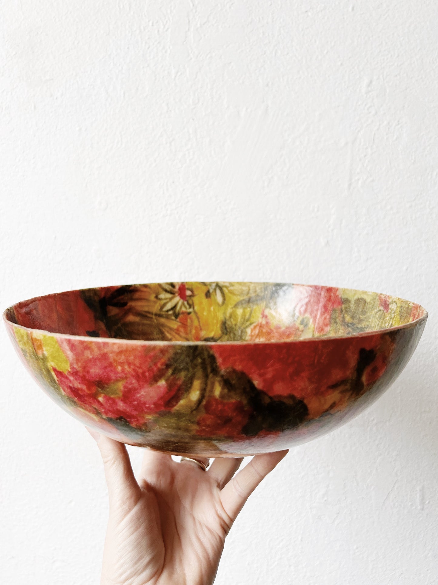 Mid Century Floral Fiberglass Serving Bowl