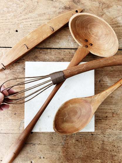 Handmade Wood and Copper Utensil Set