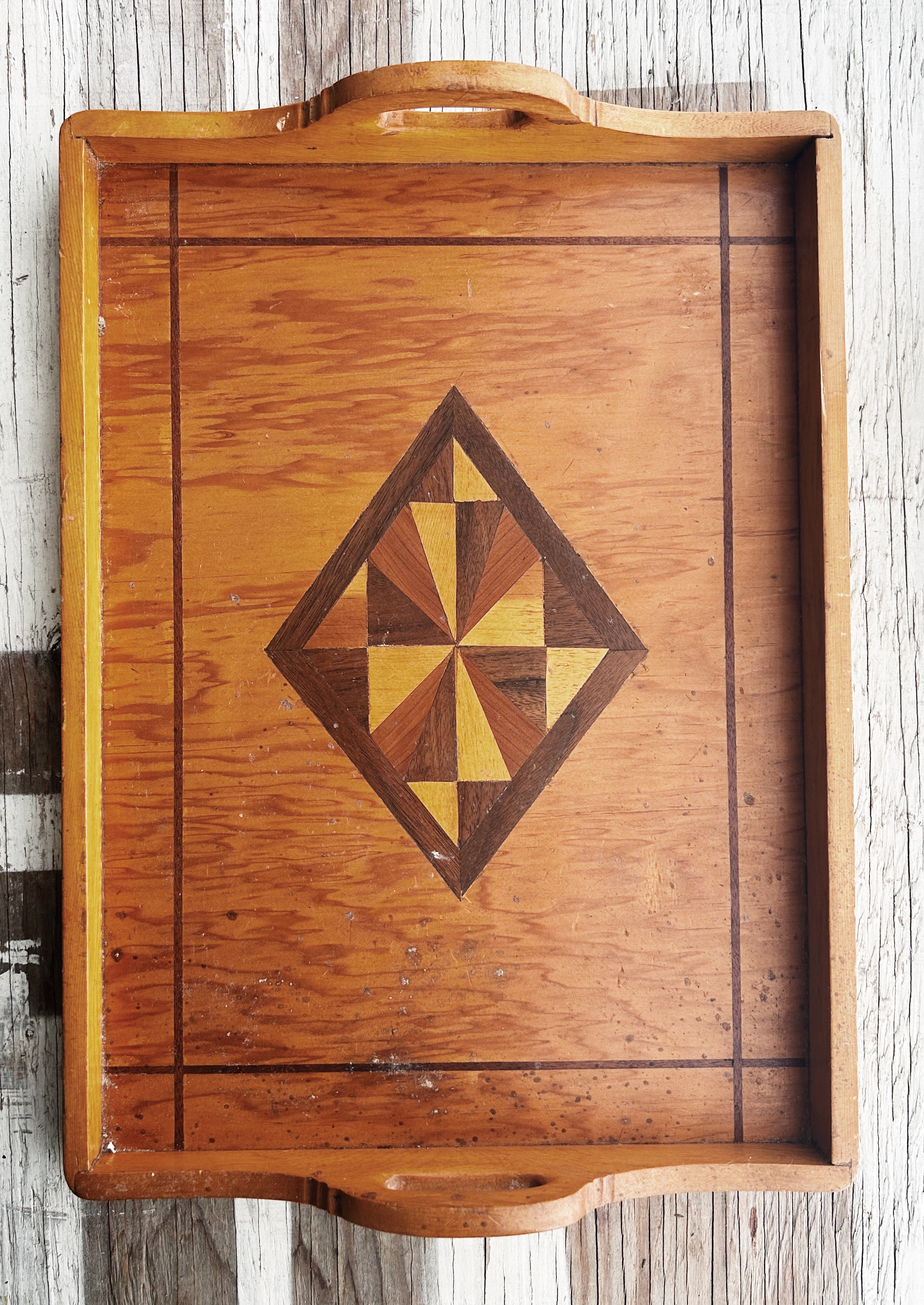 Vintage Wood Inlay Tray - Thumbnail 3
