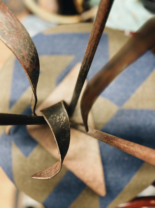 Cast Iron Brutalist Candelabra