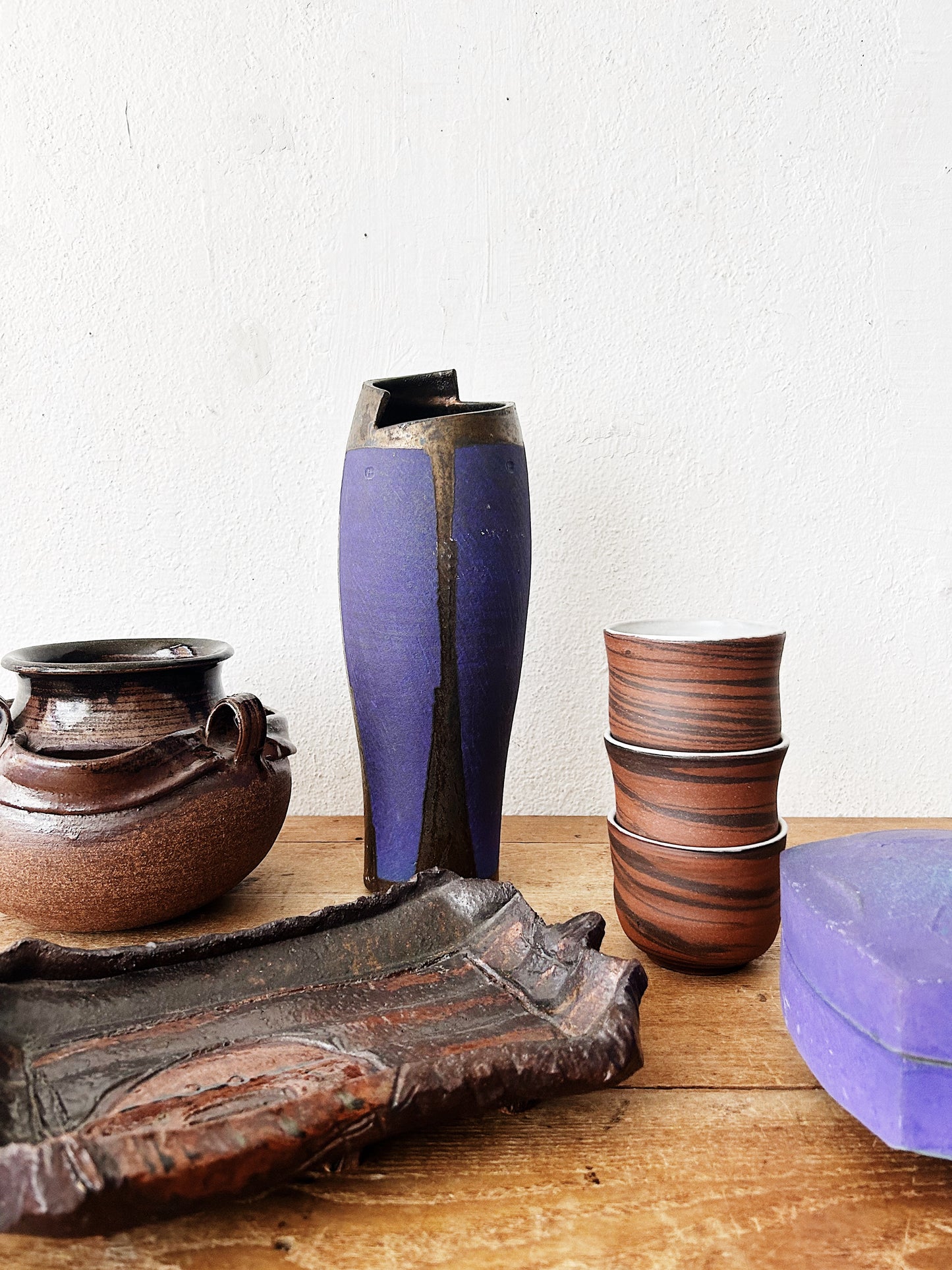 Trio of Handmade Stoneware Cups