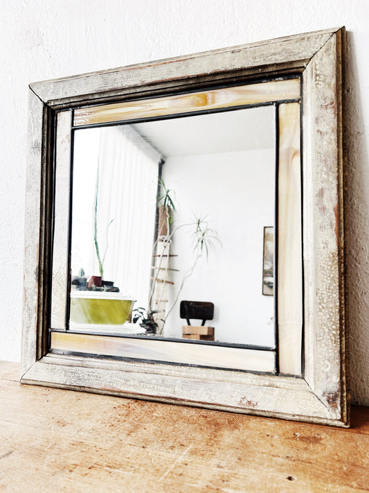 Vintage Stained Glass Mirror
