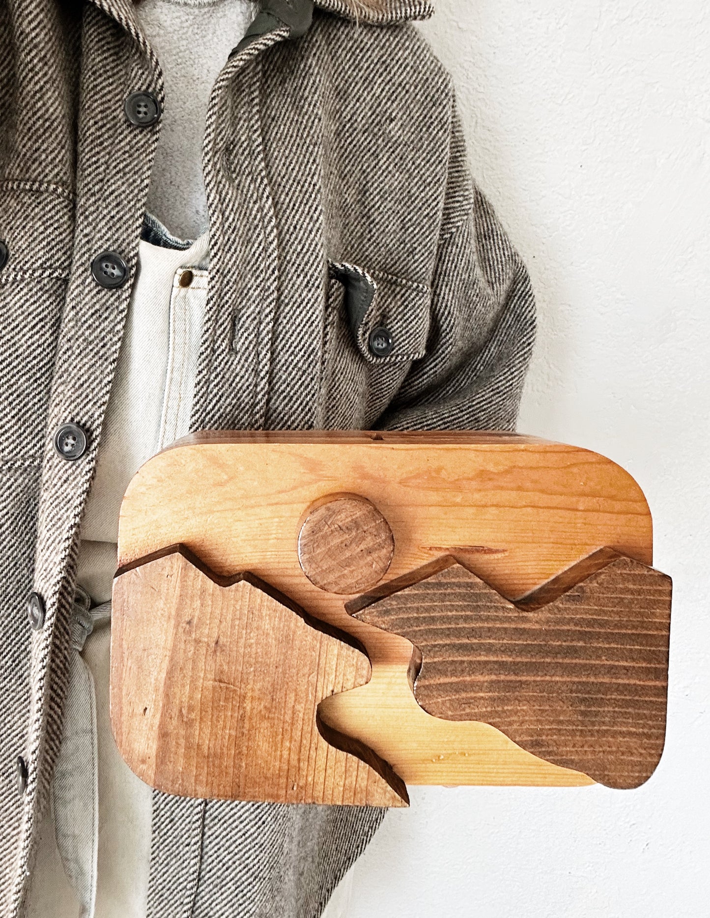 Vintage Handmade Wood Bank