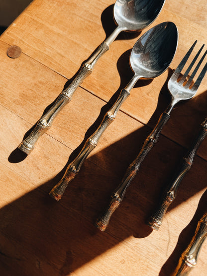 Oxford Hall Gold Bamboo Flatware Set