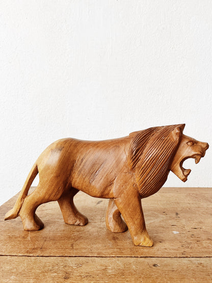 Vintage Carved Wood Lion
