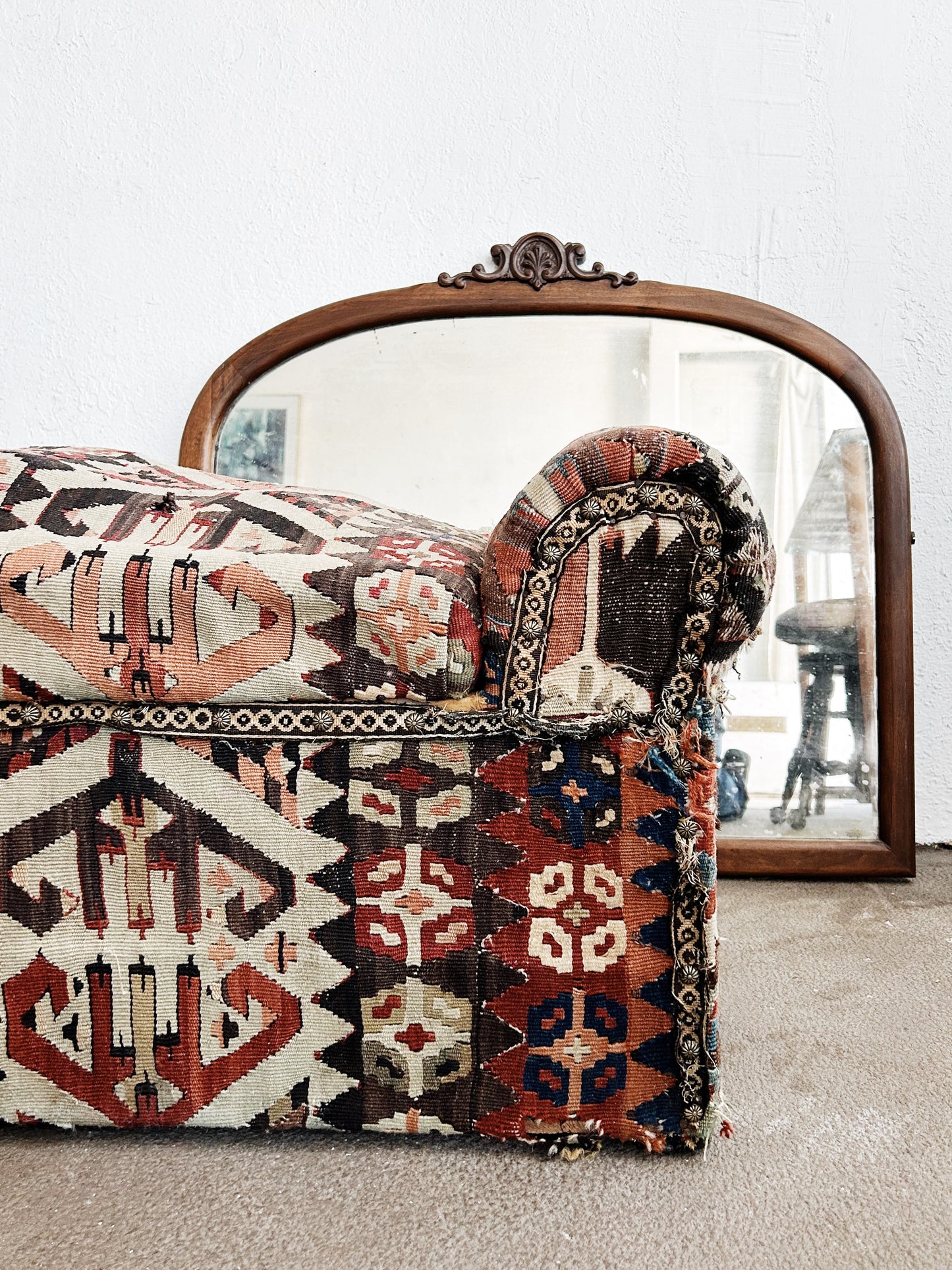 Antique Kilim Storage Bench