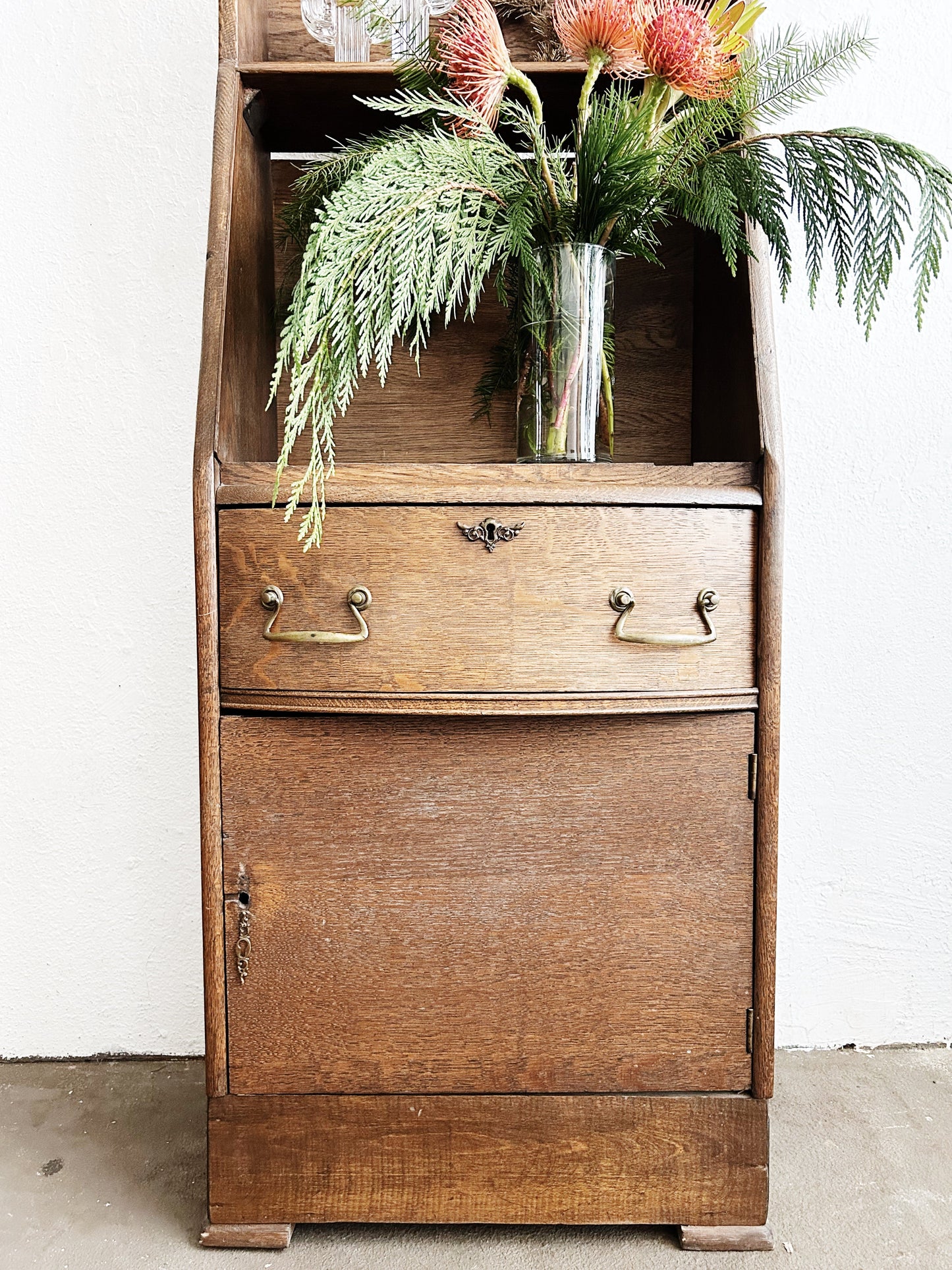 Antique Petite Upright Shelf with Storage