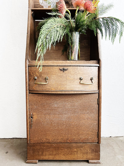 Antique Petite Upright Shelf with Storage