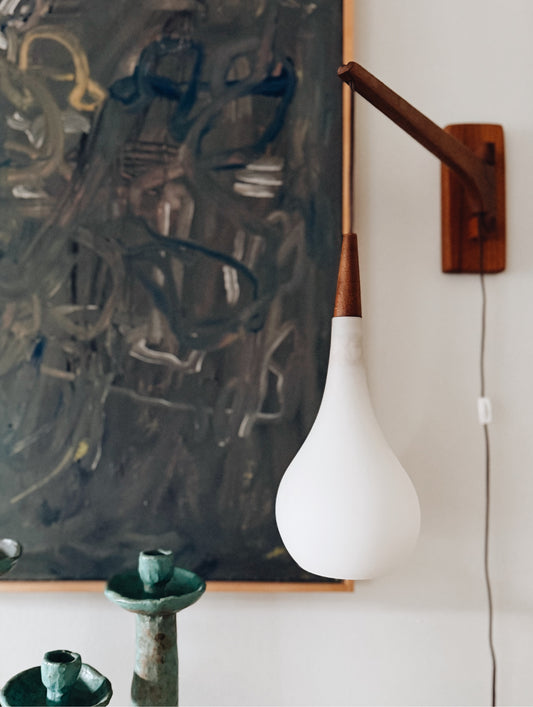 Danish Teak Teardrop Wall Lamp