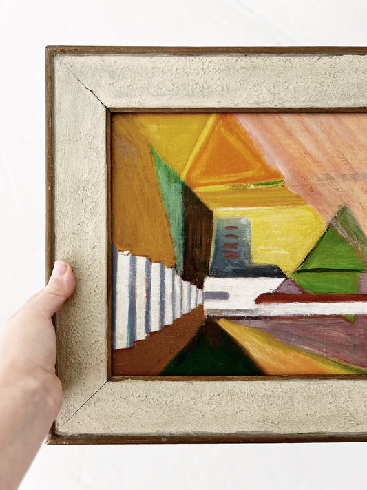 Vintage Cubist Landscape Painting