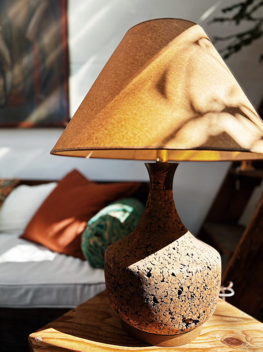 Vintage 1970s Cork Lamp