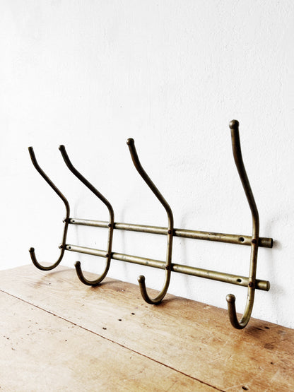 Vintage Brass Coat/ Hat Rack