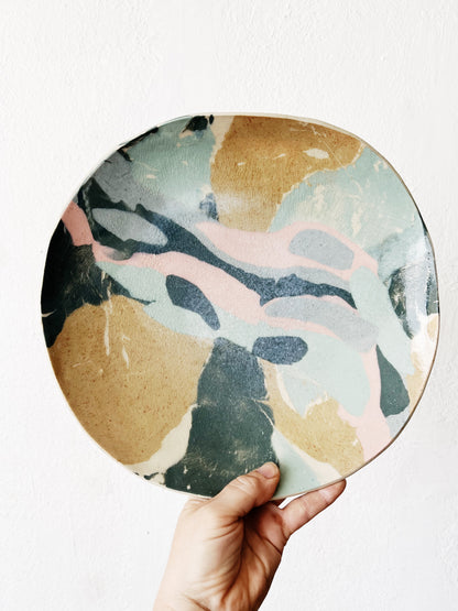 Handmade Marbled Ceramic Shallow Bowl