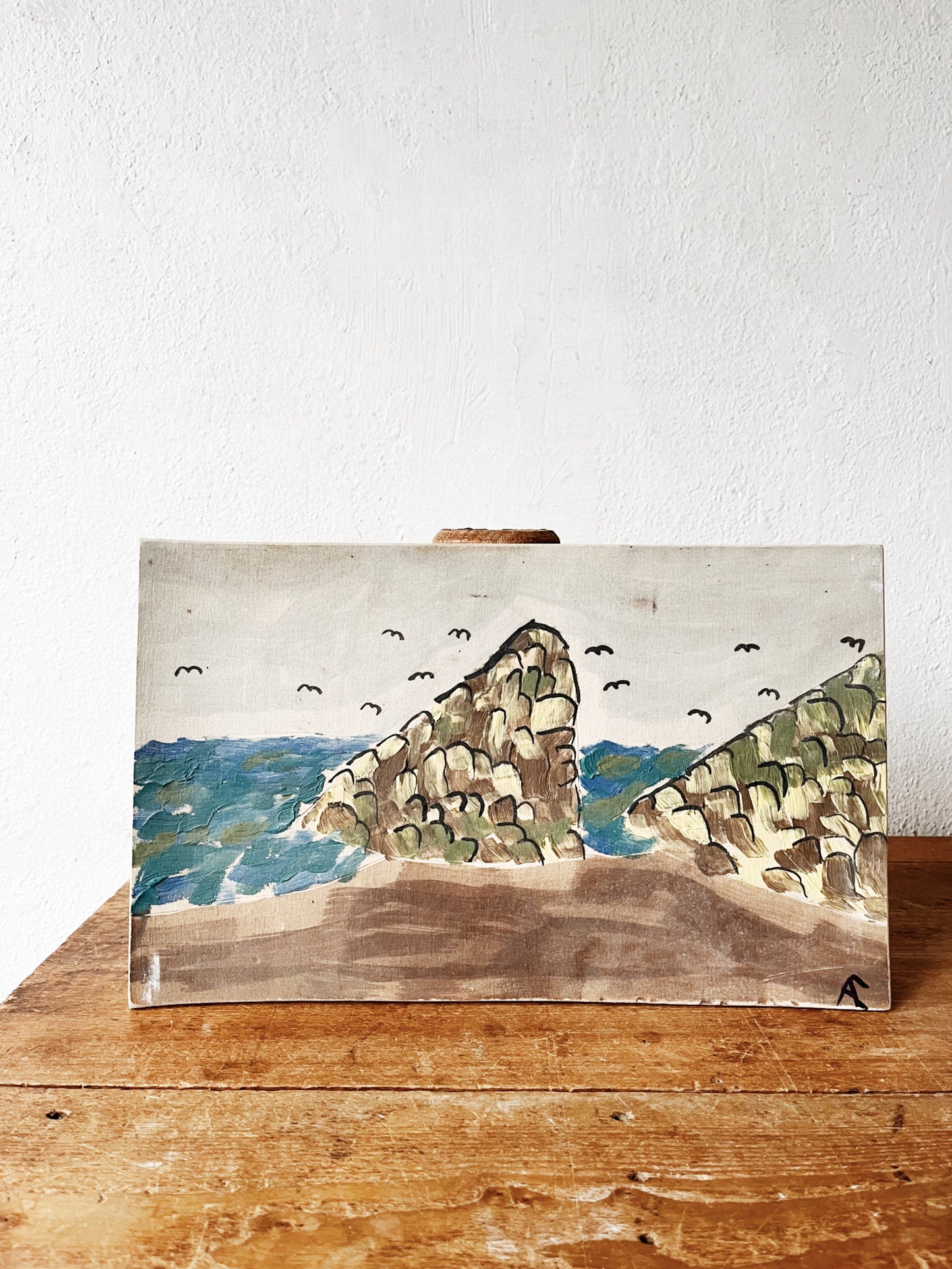 Vintage Allen Cook Ceramic Slab Painting