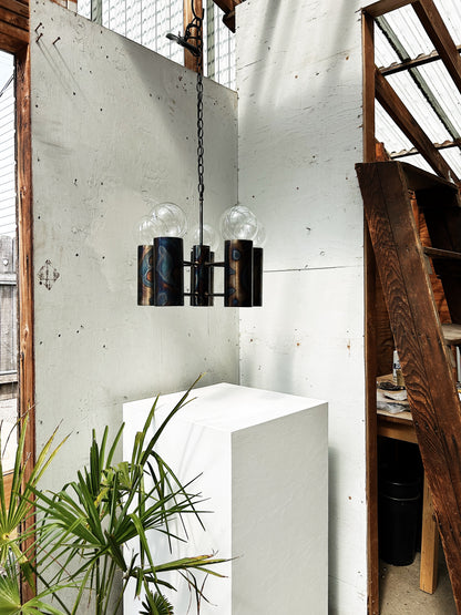 Spun Bronze Brutalist Chandelier