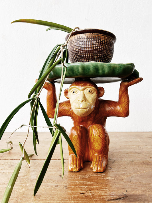 Vintage Majolica Style Monkey