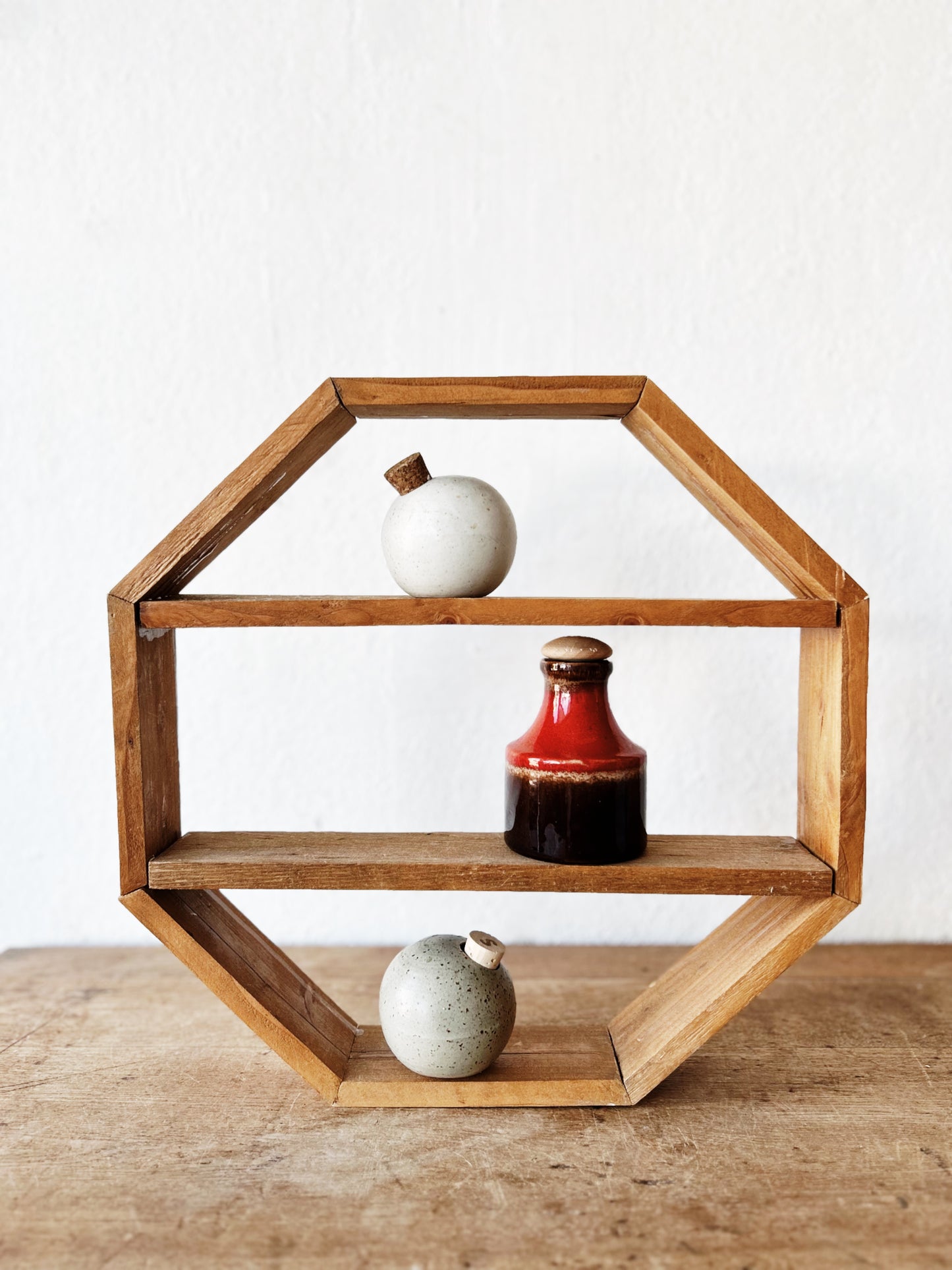Vintage Handmade Octagonal Wood Shelf