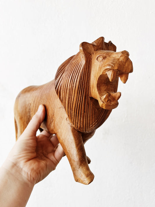 Vintage Carved Wood Lion