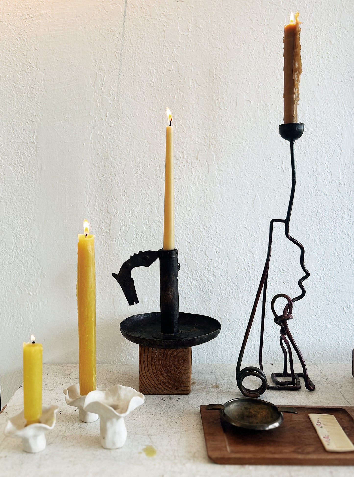 Folk Art Figural Chamber Candlestick