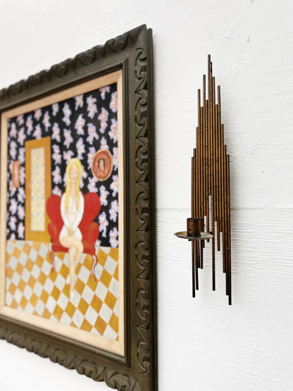 Pair Brutalist Candleabra Nail Art Sconces