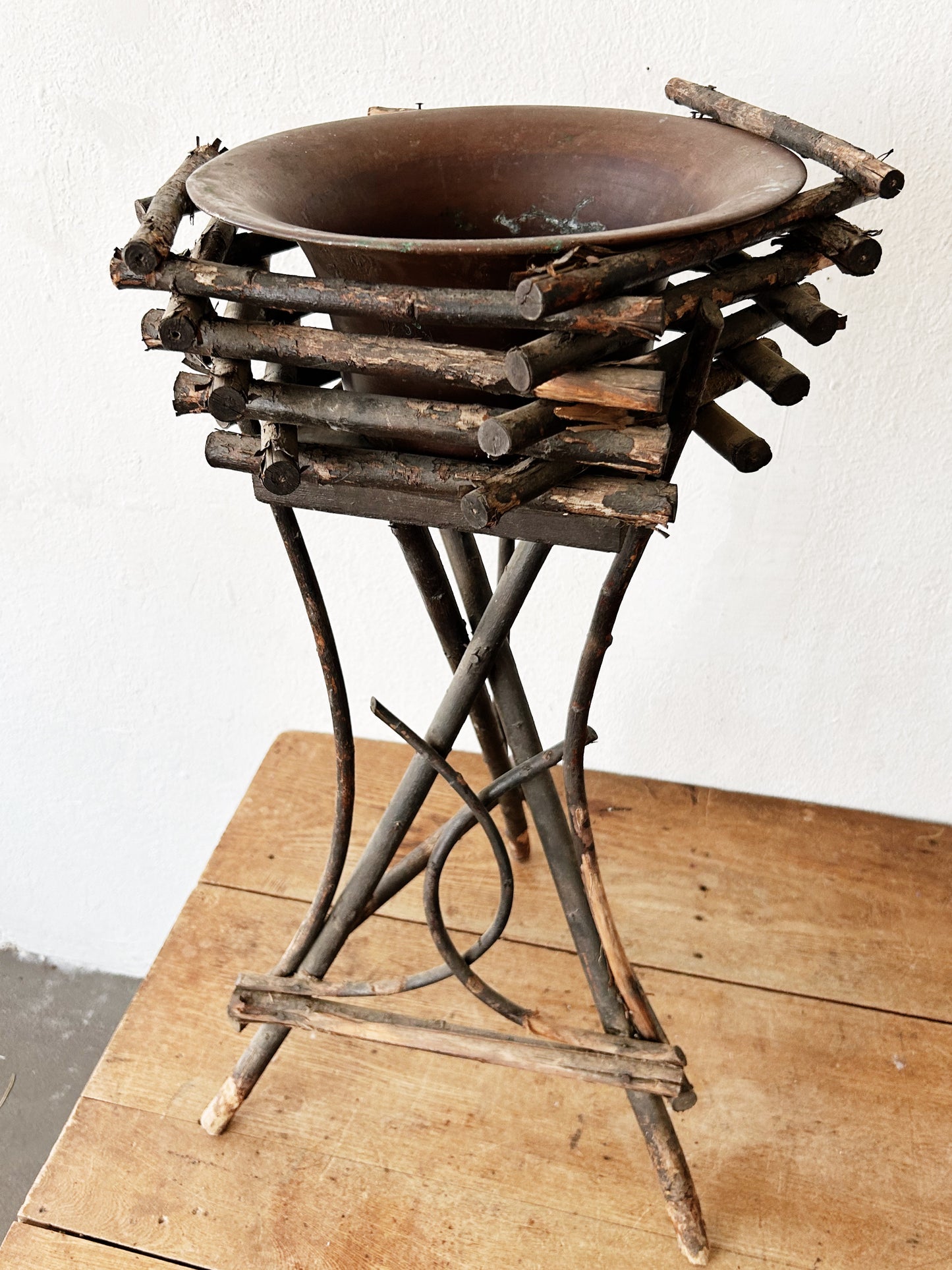 Antique Adirondack Twig Planter